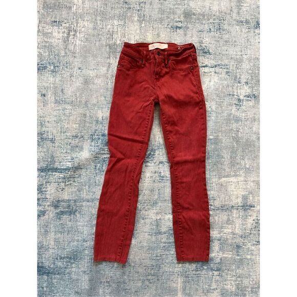 Marc by Marc Jacobs Candied Rum Red Stick Cropped Jeans Size 25 - Picture 1 of 8